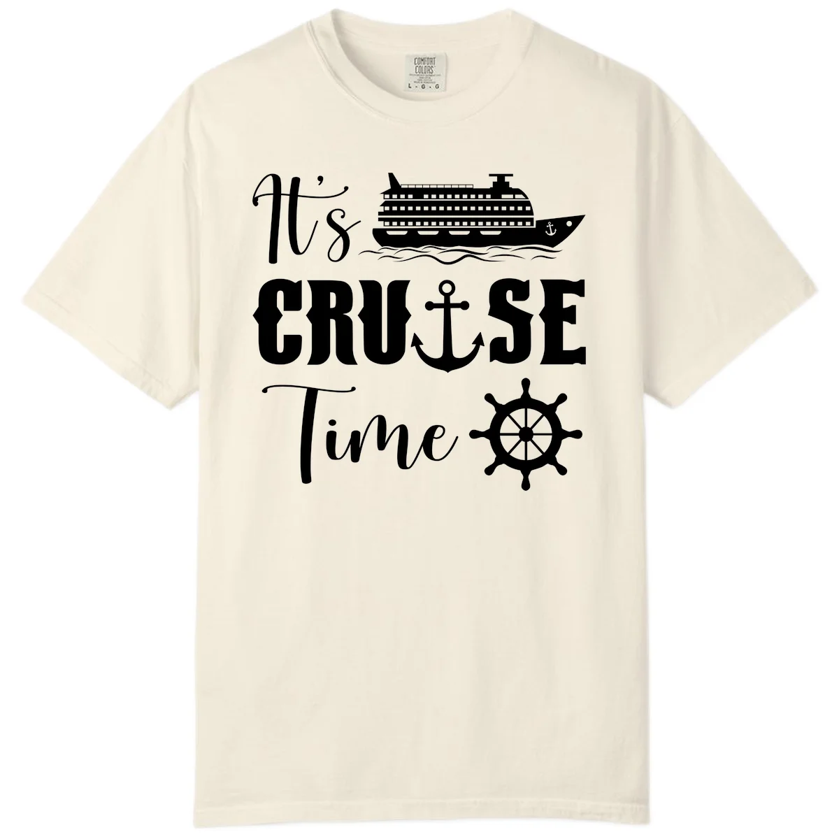 It's Cruise Time Comfort Color Tee for Vacation in Ivory