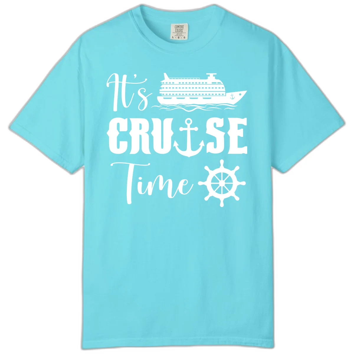 It's Cruise Time Comfort Color Tee for Vacation in Lagoon Blue