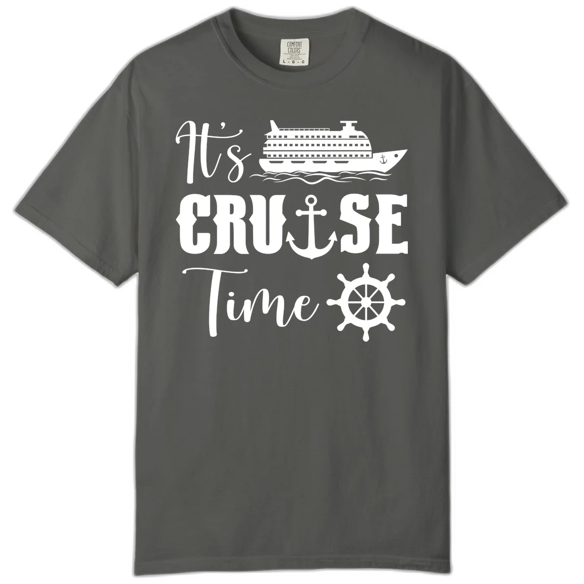 It's Cruise Time Comfort Color Tee for Vacation in Pepper