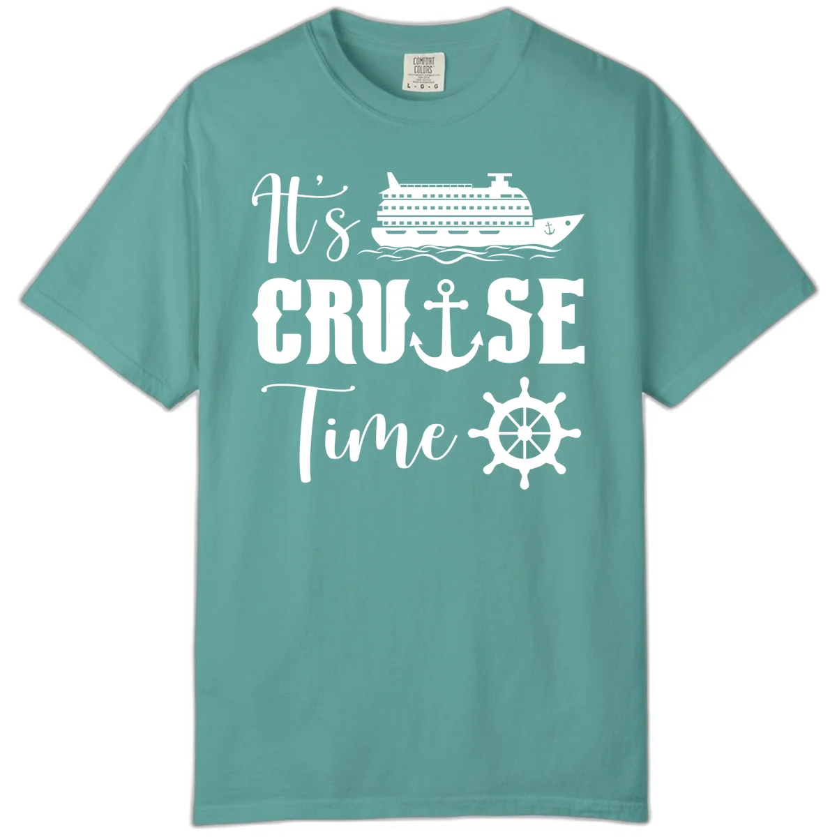 It's Cruise Time Comfort Color Tee for Vacation in Seafoam