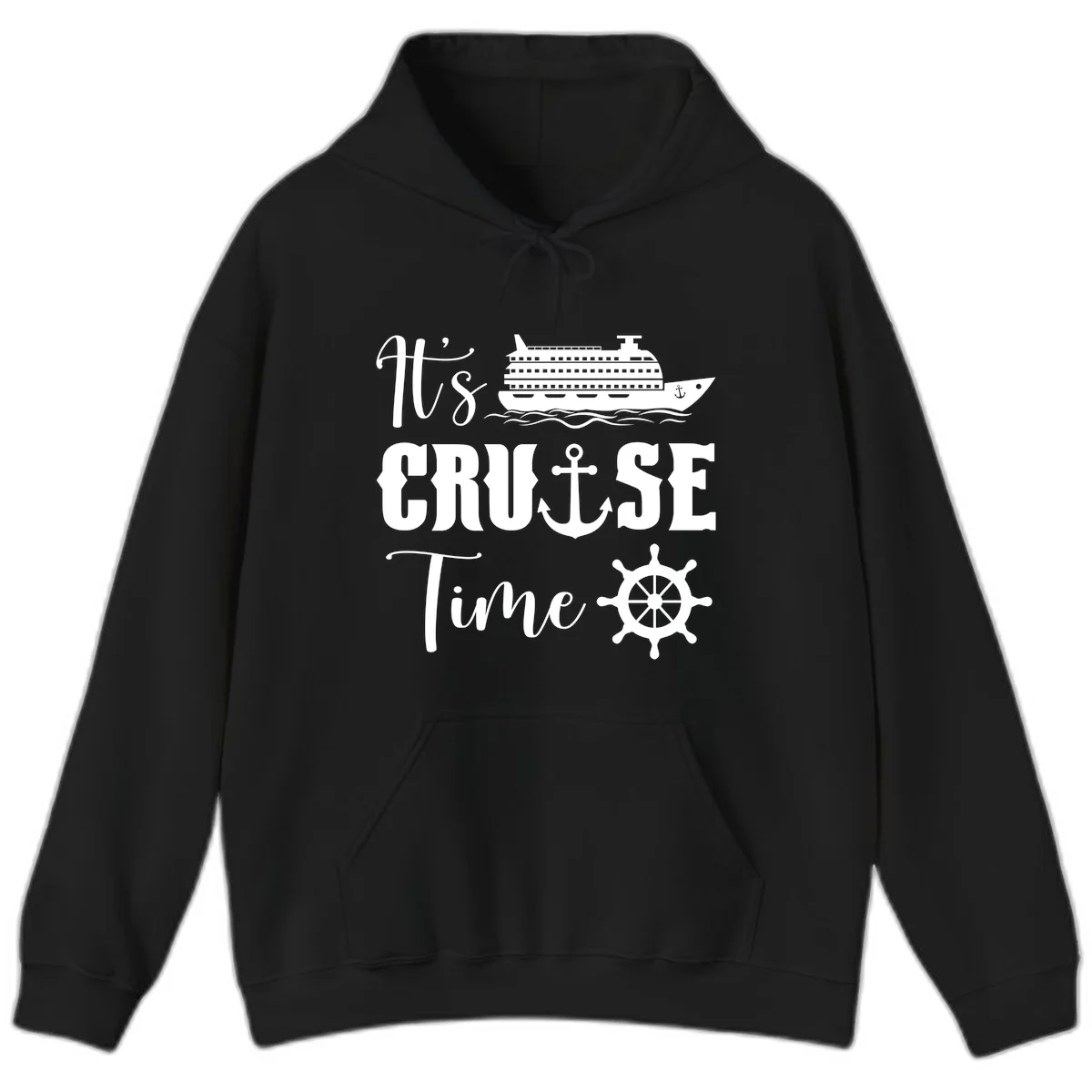 It's Cruise Time Nautical Cruise Ship Hoodie in Black