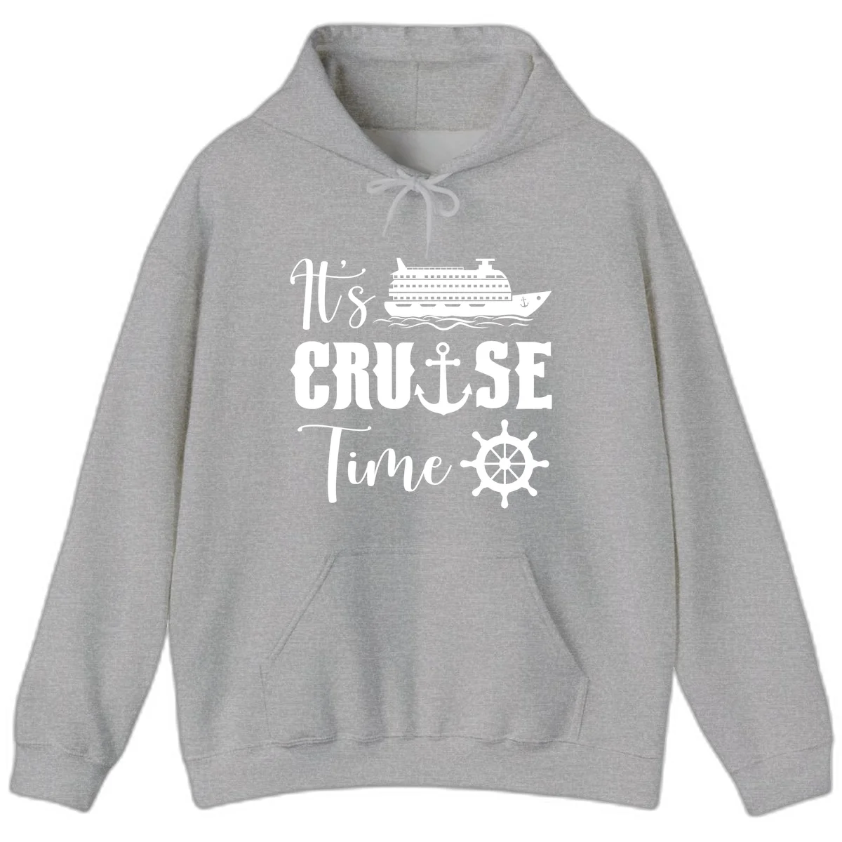 It's Cruise Time Nautical Cruise Ship Hoodie in Sport Grey