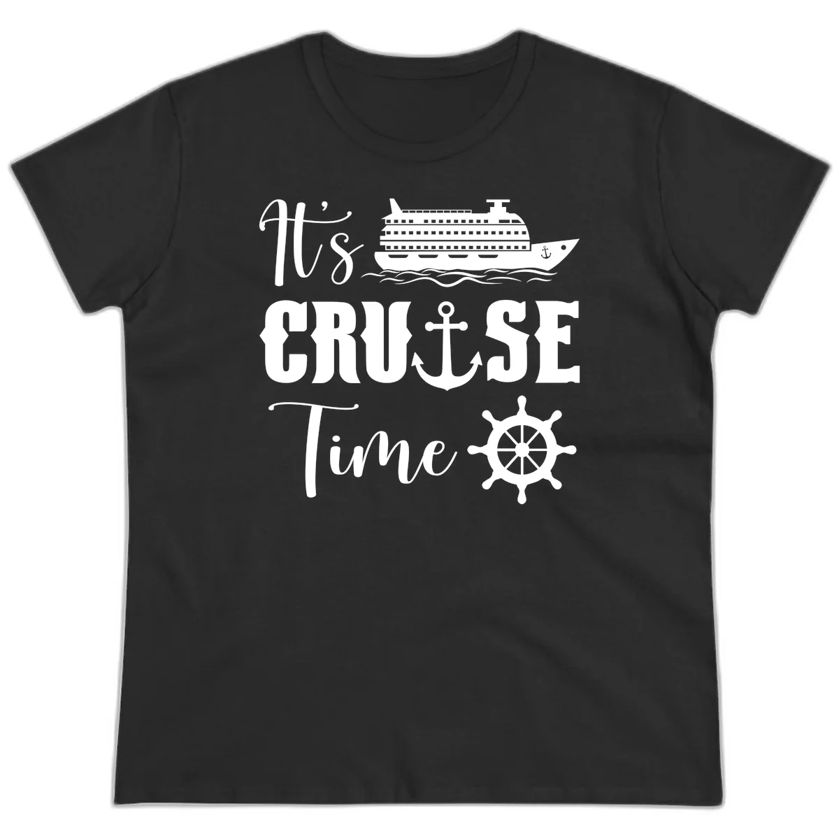 It's Cruise Time Ladies Tee for Cruise Lovers in Black