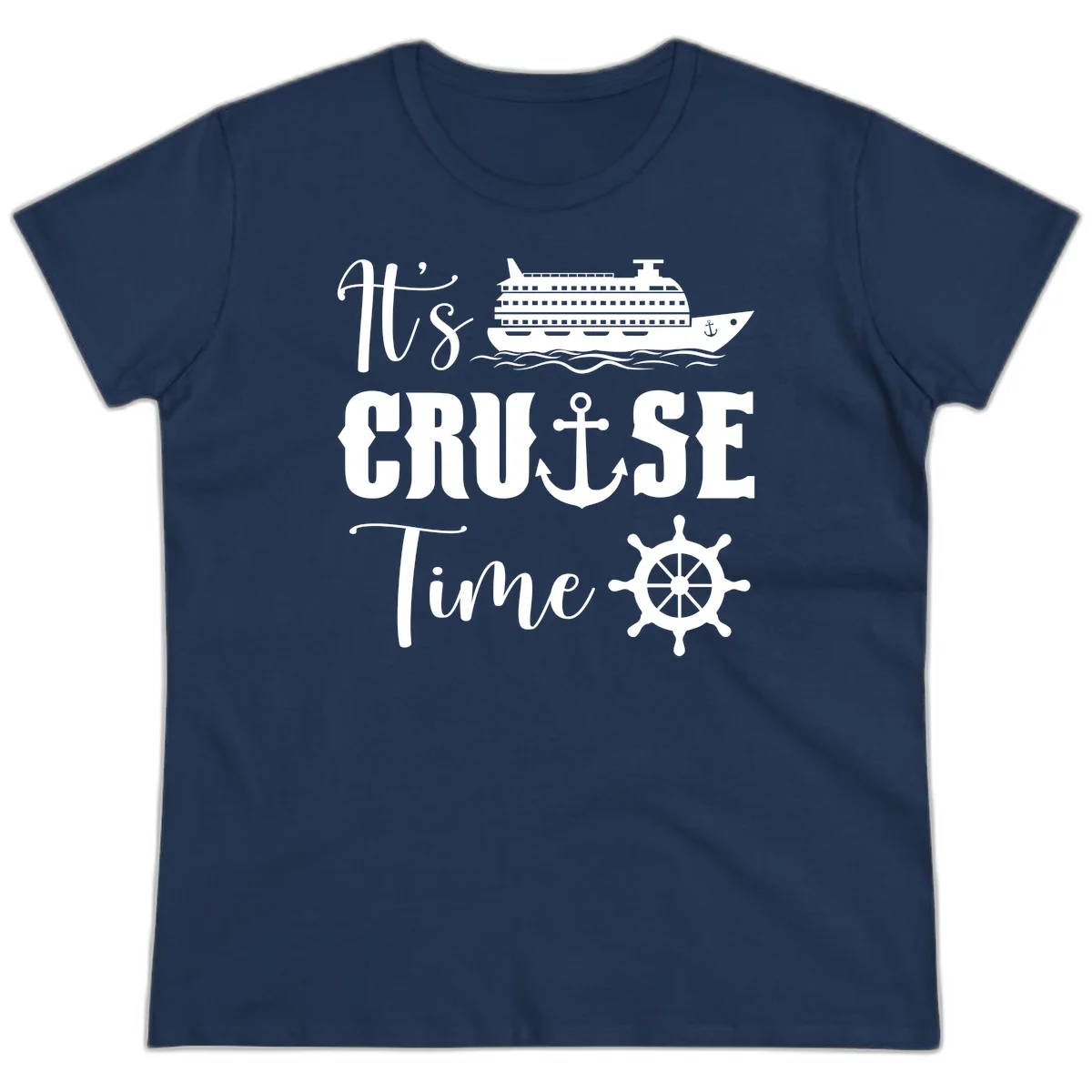 It's Cruise Time Ladies Tee for Cruise Lovers in Navy