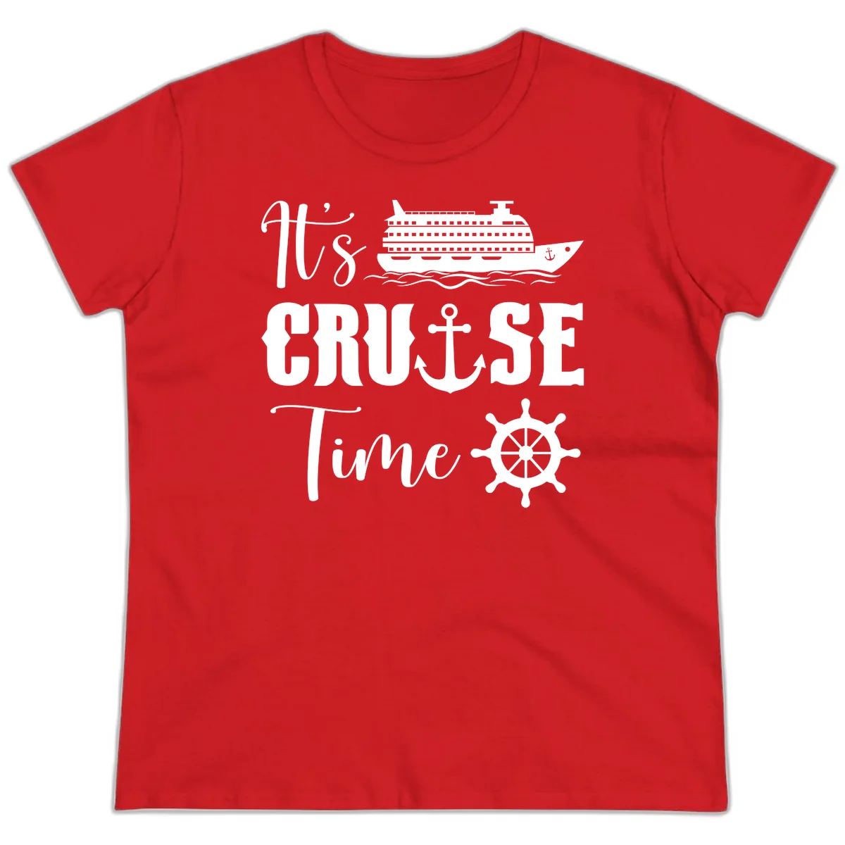 It's Cruise Time Ladies Tee for Cruise Lovers in Red