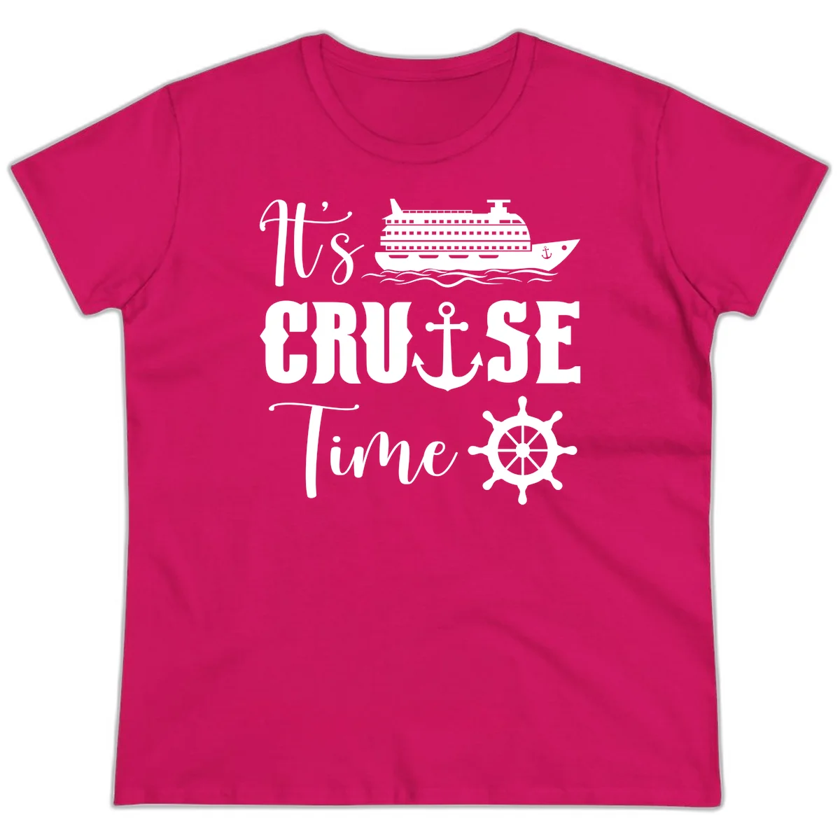 It's Cruise Time Ladies Tee for Cruise Lovers in Heliconia