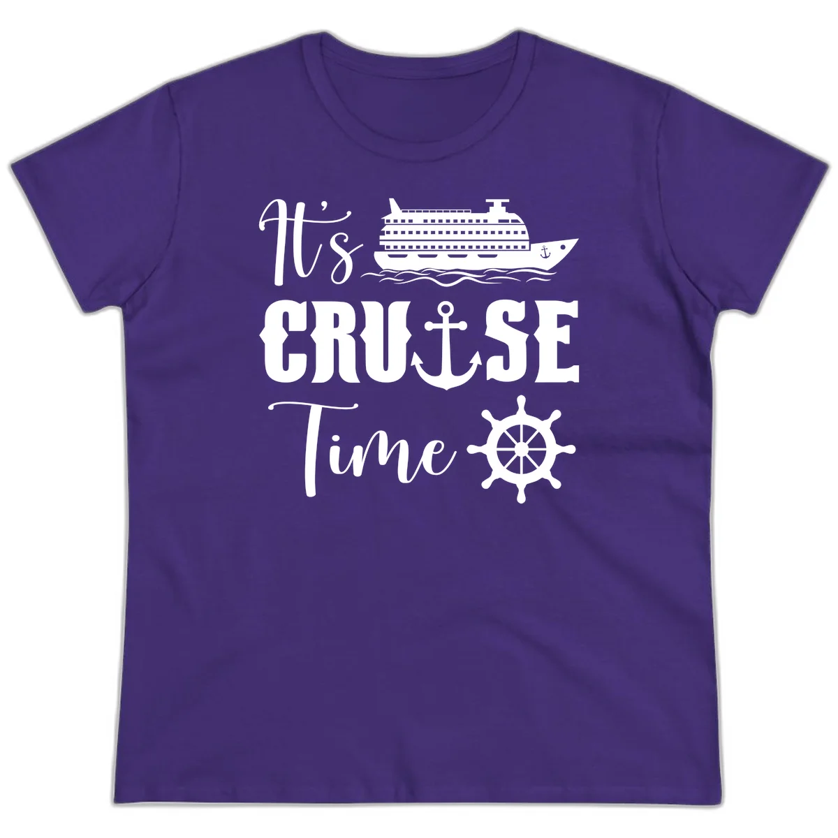 It's Cruise Time Ladies Tee for Cruise Lovers in Purple