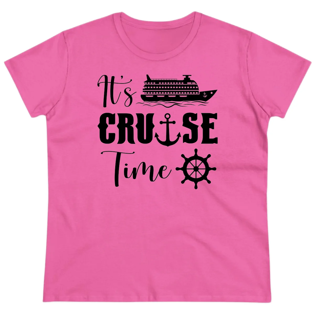 It's Cruise Time Ladies Tee for Cruise Lovers in Azalea