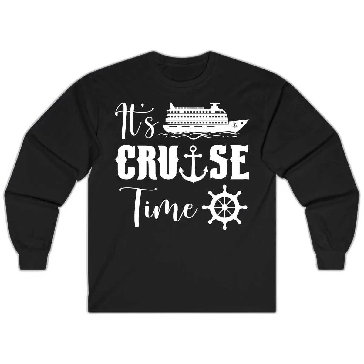 It's Cruise Time Nautical Long Sleeve for Vacation in Black