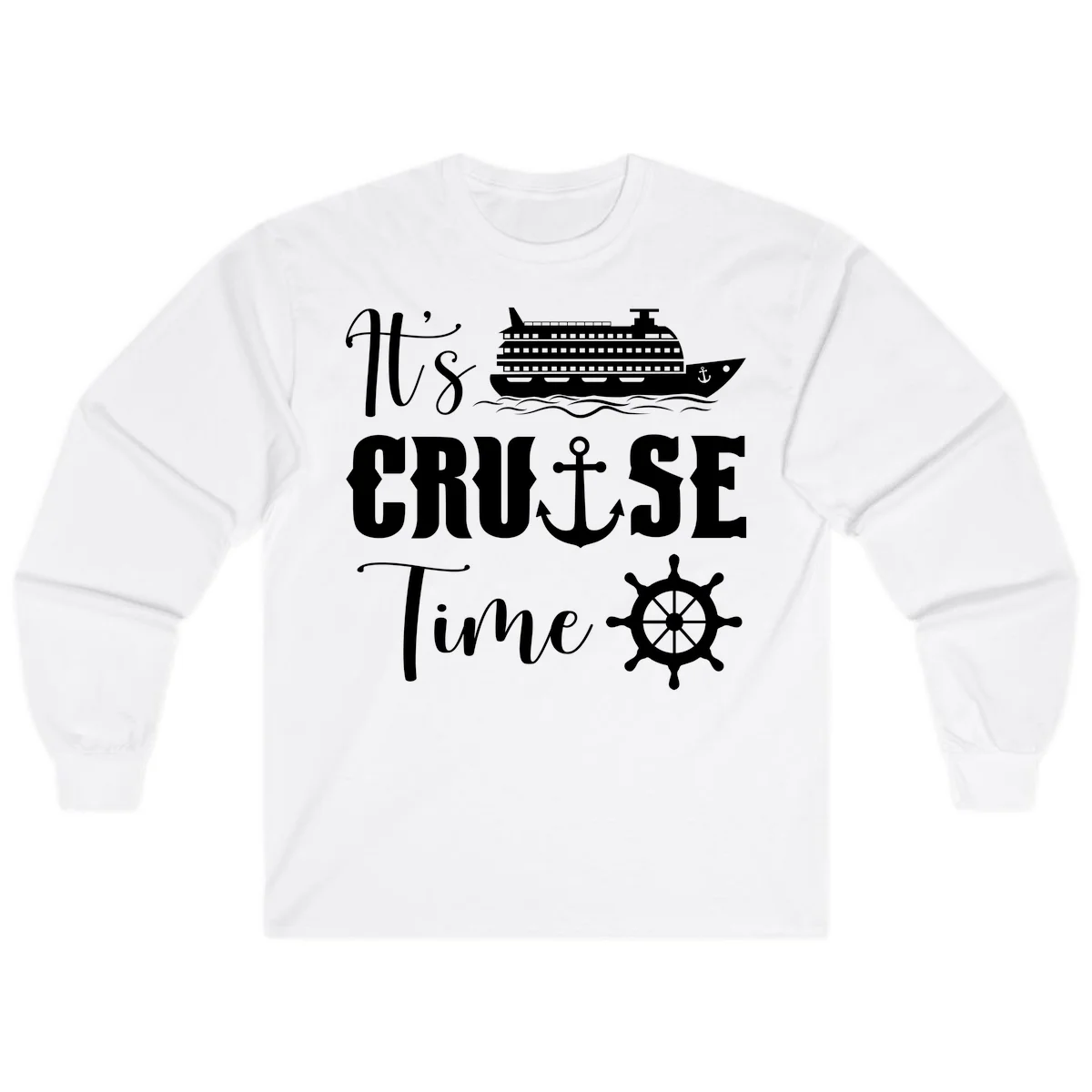 It's Cruise Time Nautical Long Sleeve for Vacation in White
