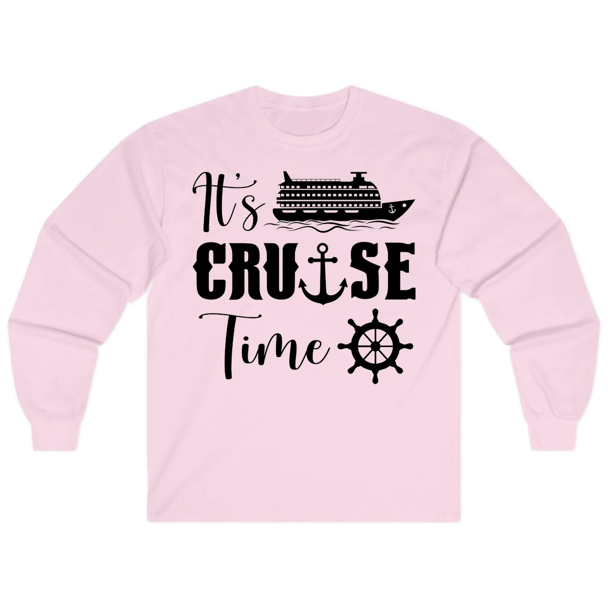 It's Cruise Time Nautical Long Sleeve for Vacation in Light Pink
