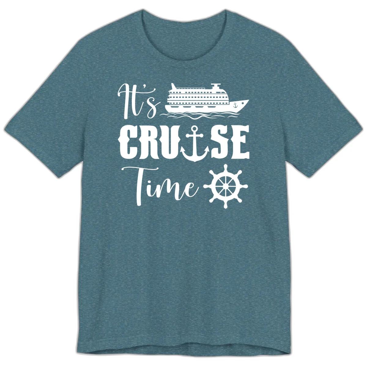 It's Cruise Time Premium T-Shirt for Cruise Lovers in Heather Deep Teal