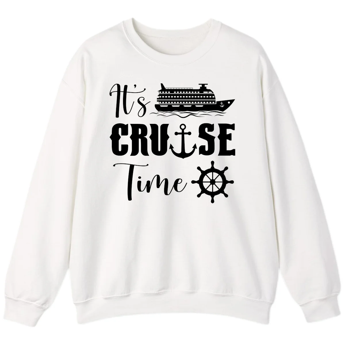 It's Cruise Time Nautical Crewneck Sweatshirt in White