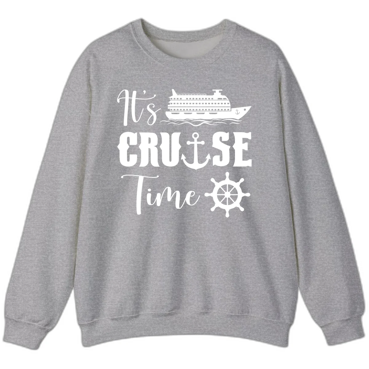 It's Cruise Time Nautical Crewneck Sweatshirt in Sport Grey