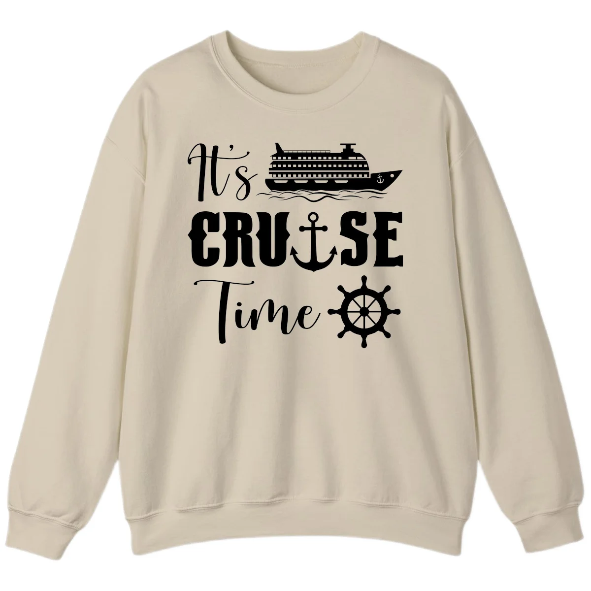 It's Cruise Time Nautical Crewneck Sweatshirt in Sand