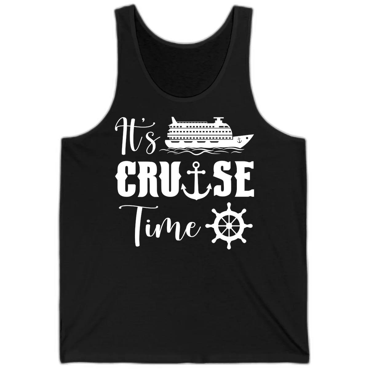 It's Cruise Time Nautical Tank Top for Vacation in Black