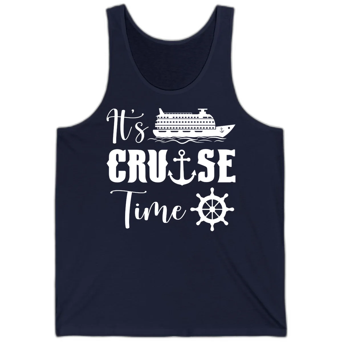 It's Cruise Time Nautical Tank Top for Vacation in Navy