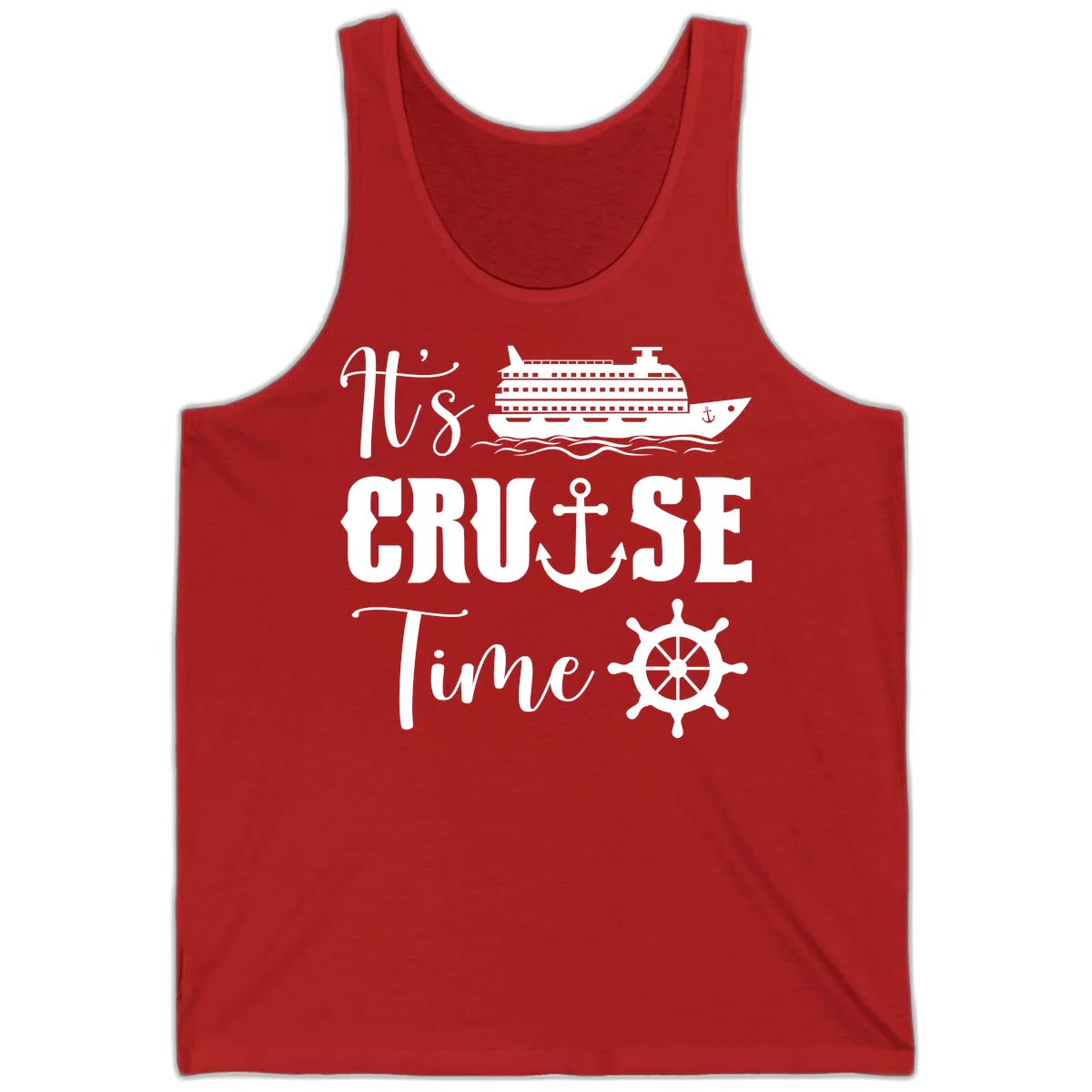 It's Cruise Time Nautical Tank Top for Vacation in Red
