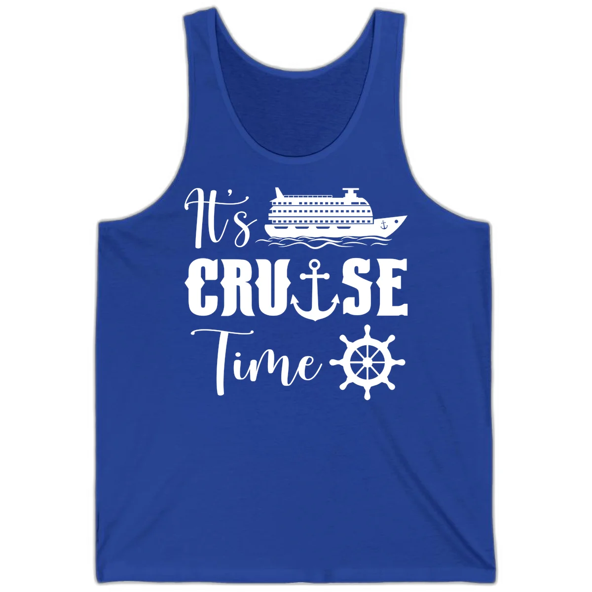 It's Cruise Time Nautical Tank Top for Vacation in True Royal