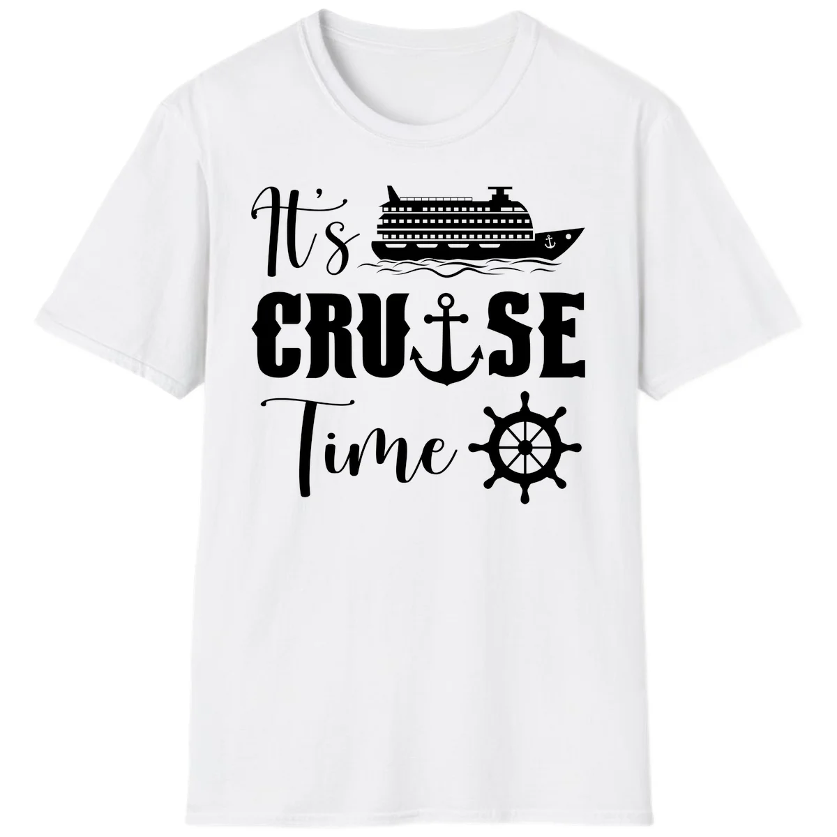 It's Cruise Time Nautical Vacation T-Shirt for Lovers in White