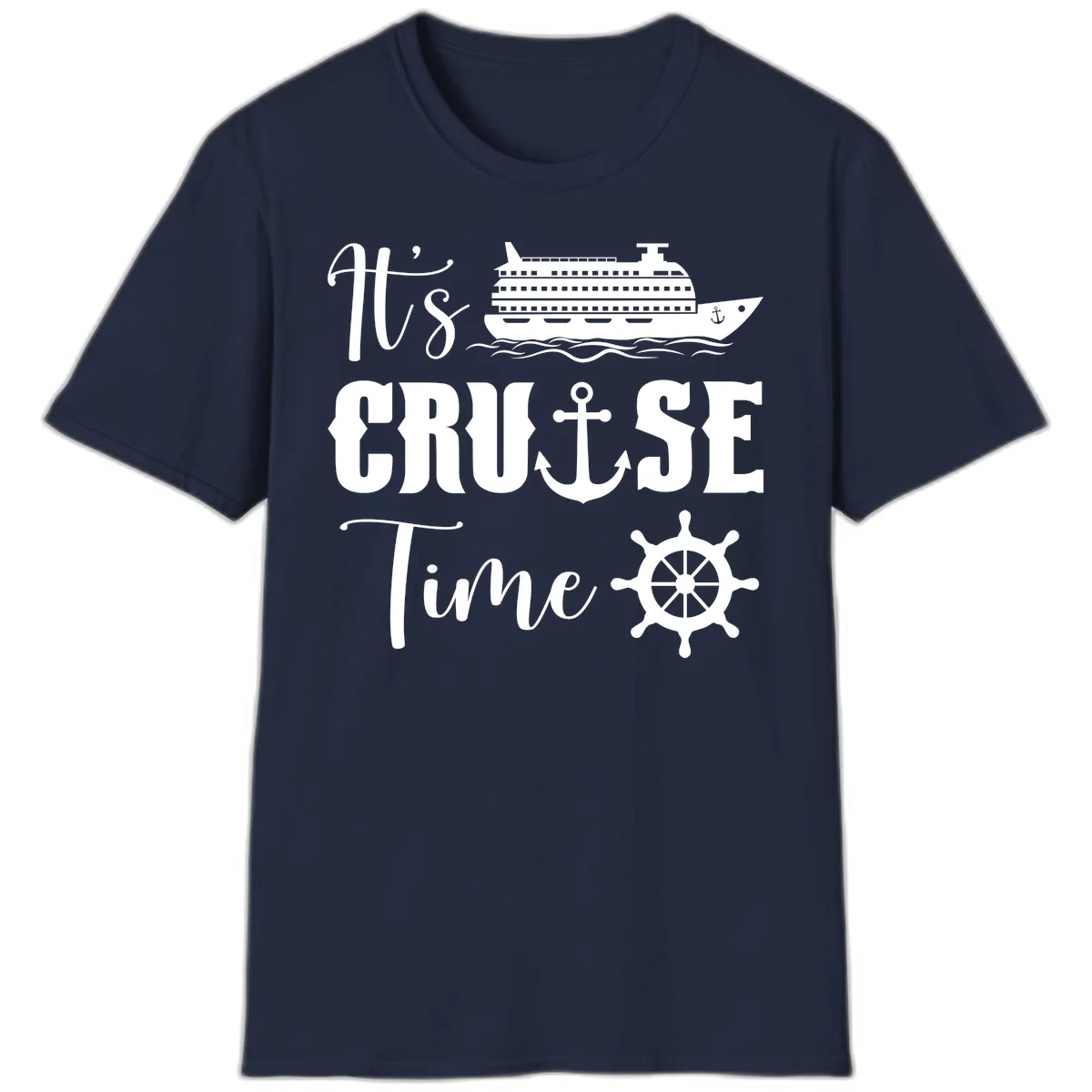 It's Cruise Time Nautical Vacation T-Shirt for Lovers in Navy