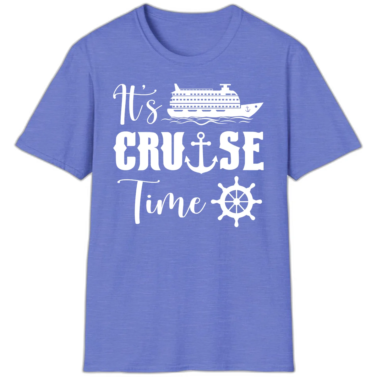 It's Cruise Time Nautical Vacation T-Shirt for Lovers in Heather Royal