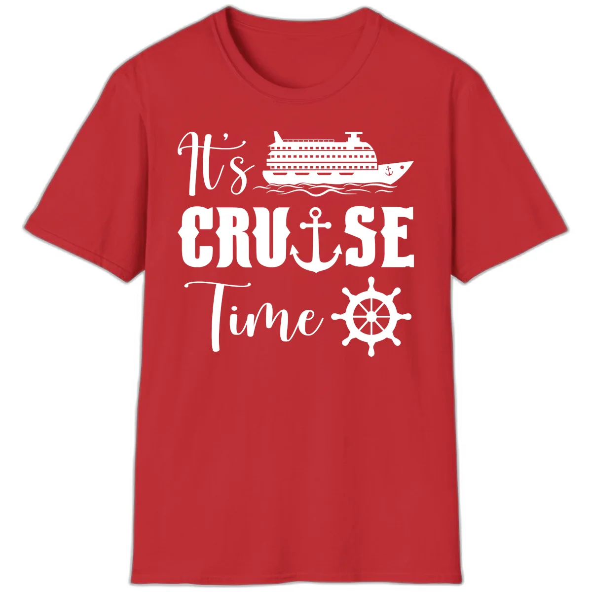 It's Cruise Time Nautical Vacation T-Shirt for Lovers in Red