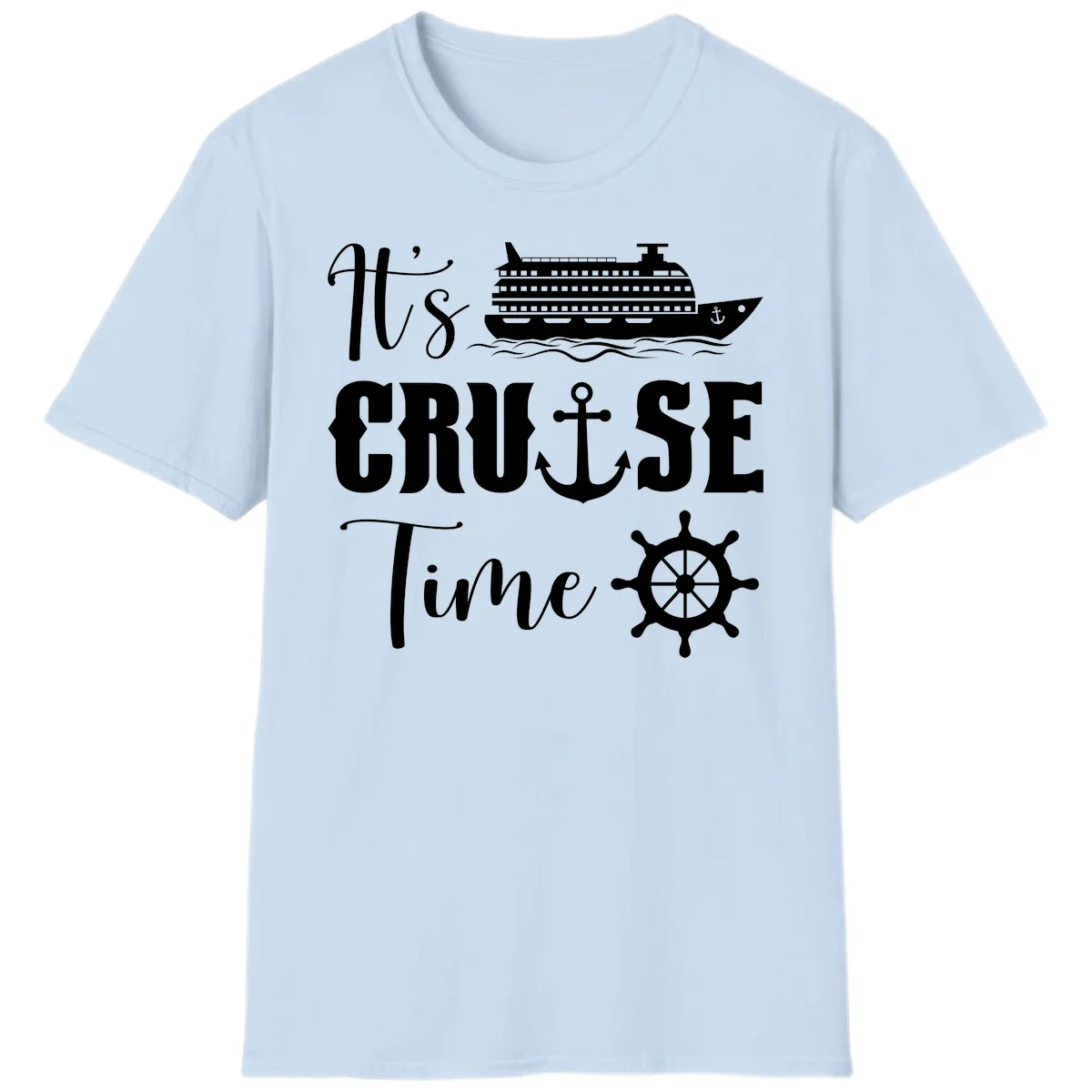 It's Cruise Time Nautical Vacation T-Shirt for Lovers in Light Blue
