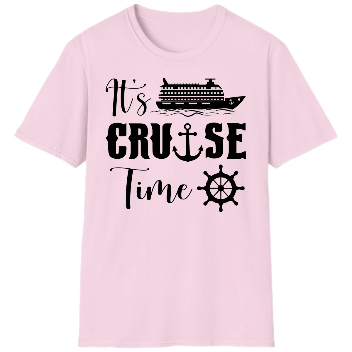 It's Cruise Time Nautical Vacation T-Shirt for Lovers in Light Pink