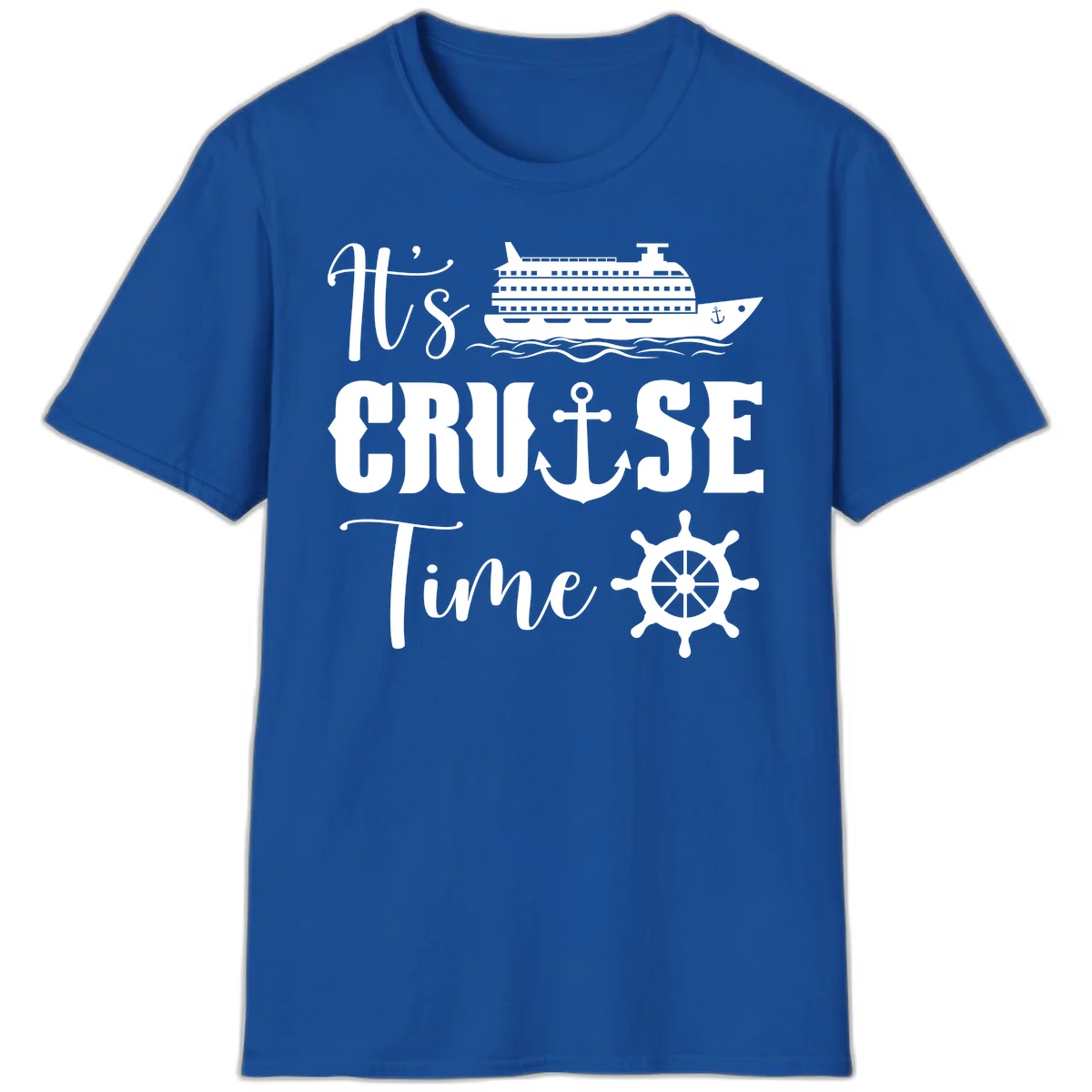 It's Cruise Time Nautical Vacation T-Shirt for Lovers in Royal
