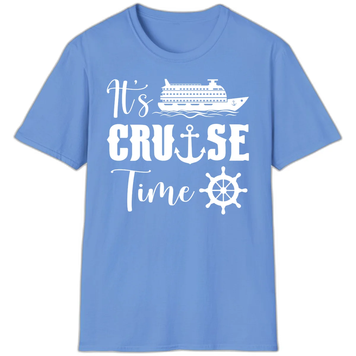 It's Cruise Time Nautical Vacation T-Shirt for Lovers in Carolina Blue