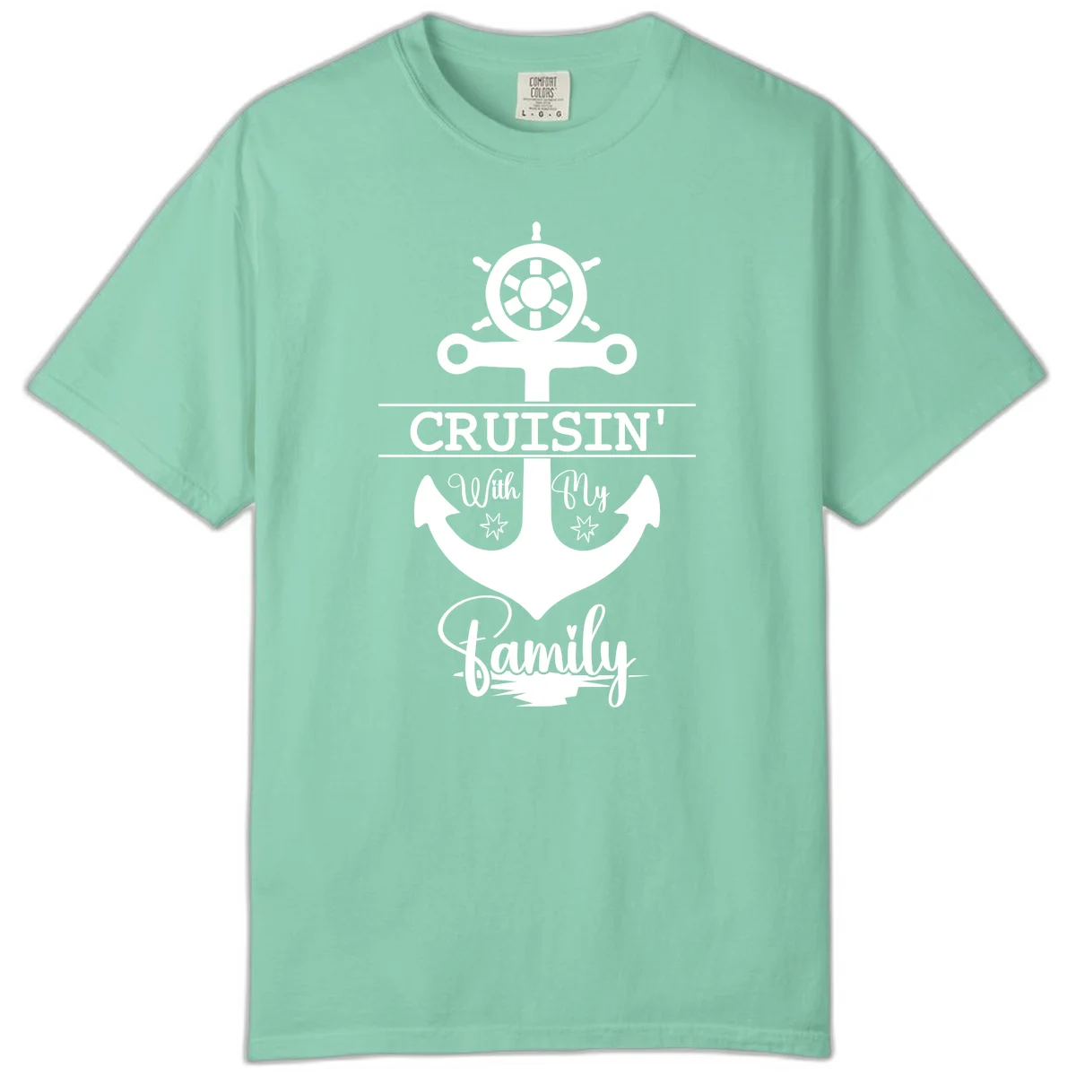 Cruisin' With My Family Anchor Comfort Color in Island Reef