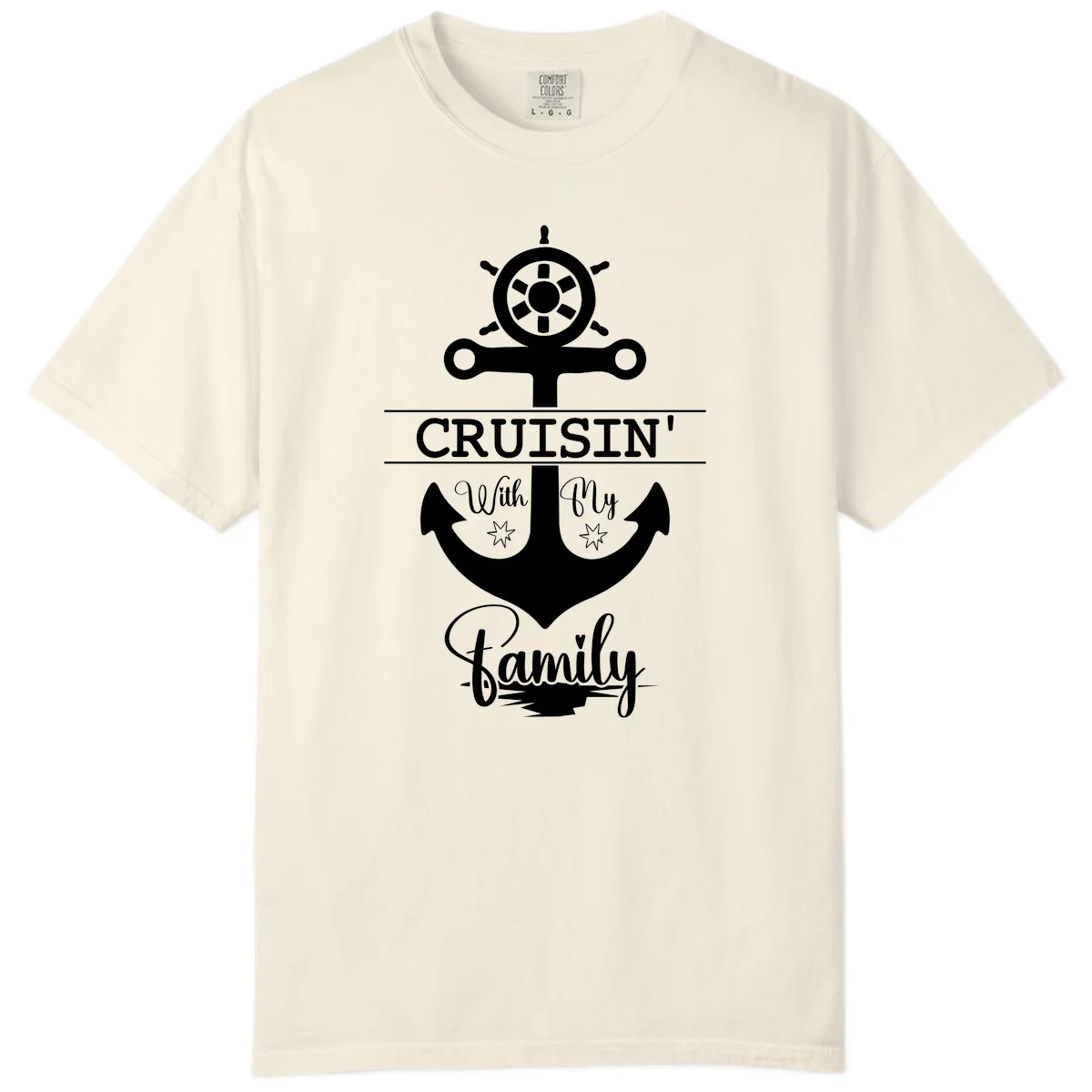 Cruisin' With My Family Anchor Comfort Color in Ivory