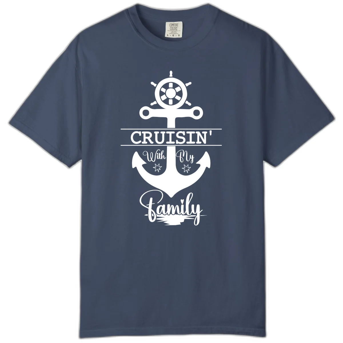 Cruisin' With My Family Anchor Comfort Color in Midnight