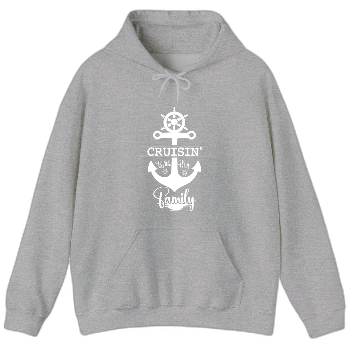 Cruisin' With My Family Anchor Hoodie in Sport Grey