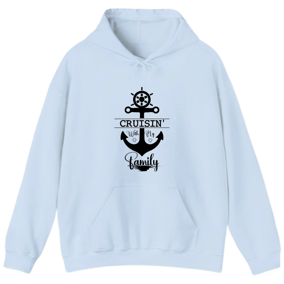 Cruisin' With My Family Anchor Hoodie in Light Blue
