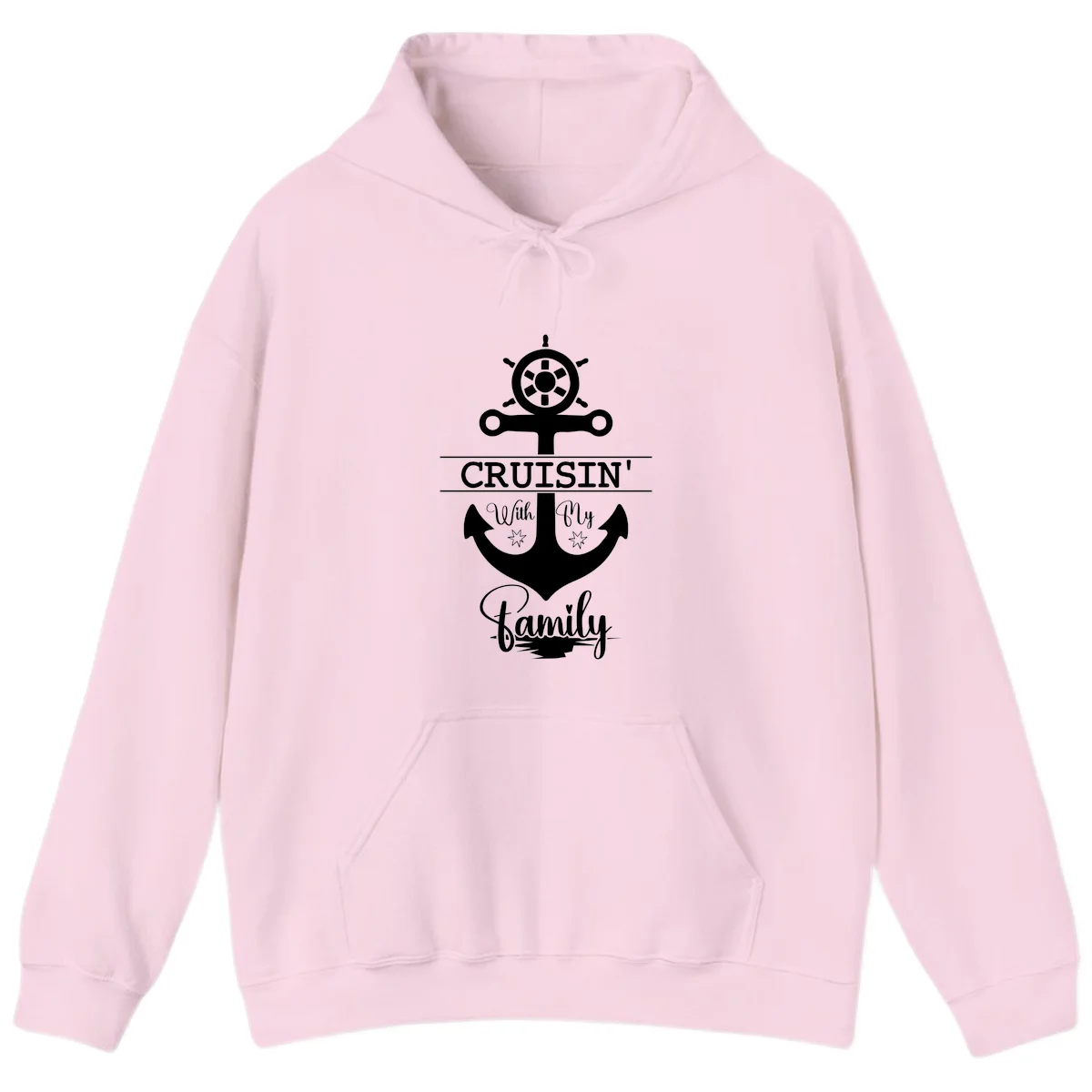 Cruisin' With My Family Anchor Hoodie in Light Pink