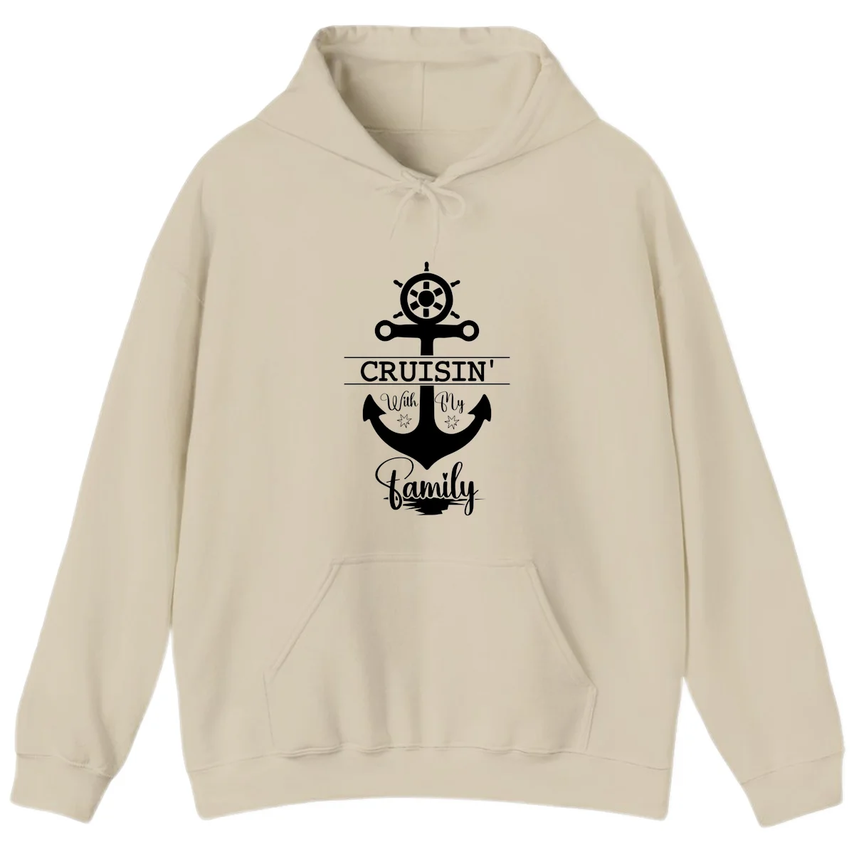 Cruisin' With My Family Anchor Hoodie in Sand