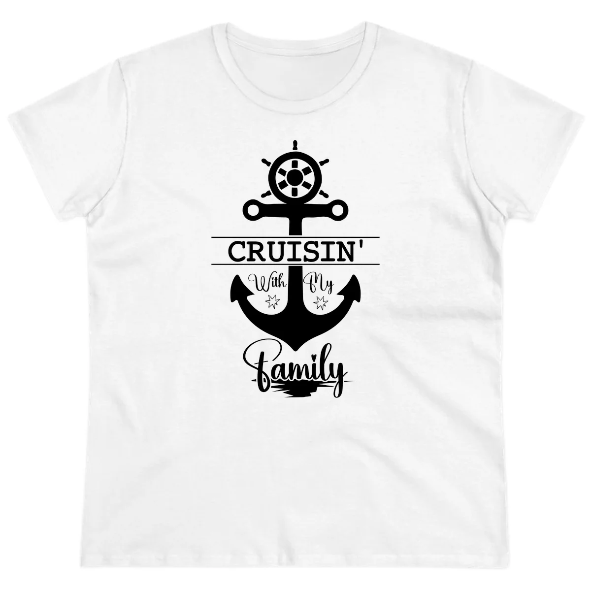 Cruisin' With My Family Anchor Ladies Tee in White