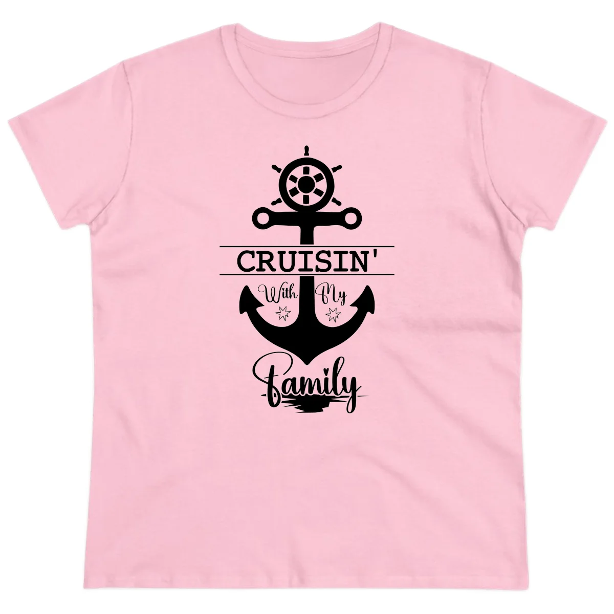 Cruisin' With My Family Anchor Ladies Tee in Light Pink