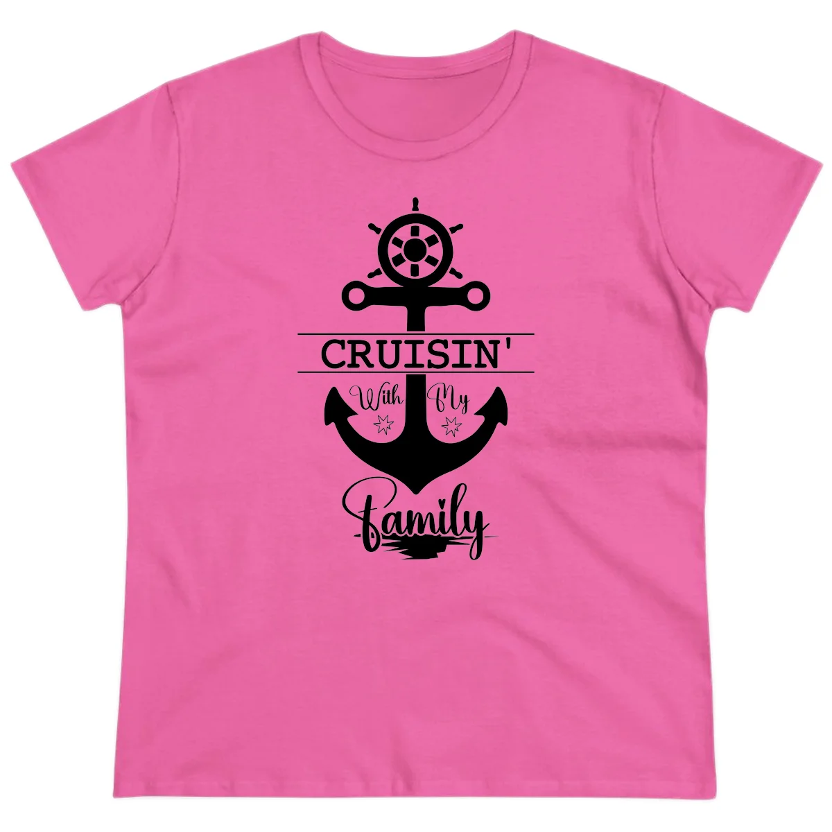 Cruisin' With My Family Anchor Ladies Tee in Azalea