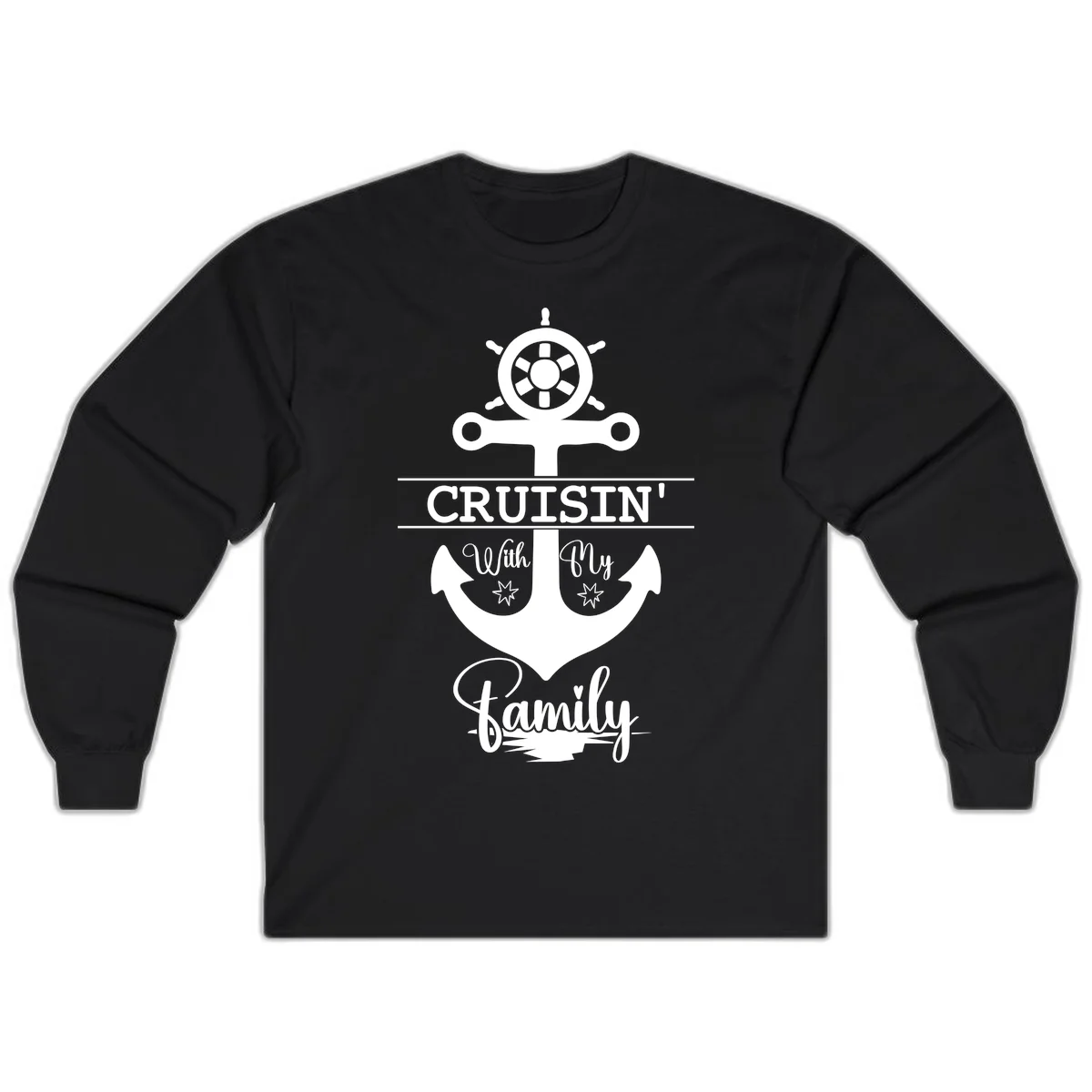 Cruisin' With My Family Anchor Long Sleeve in Black