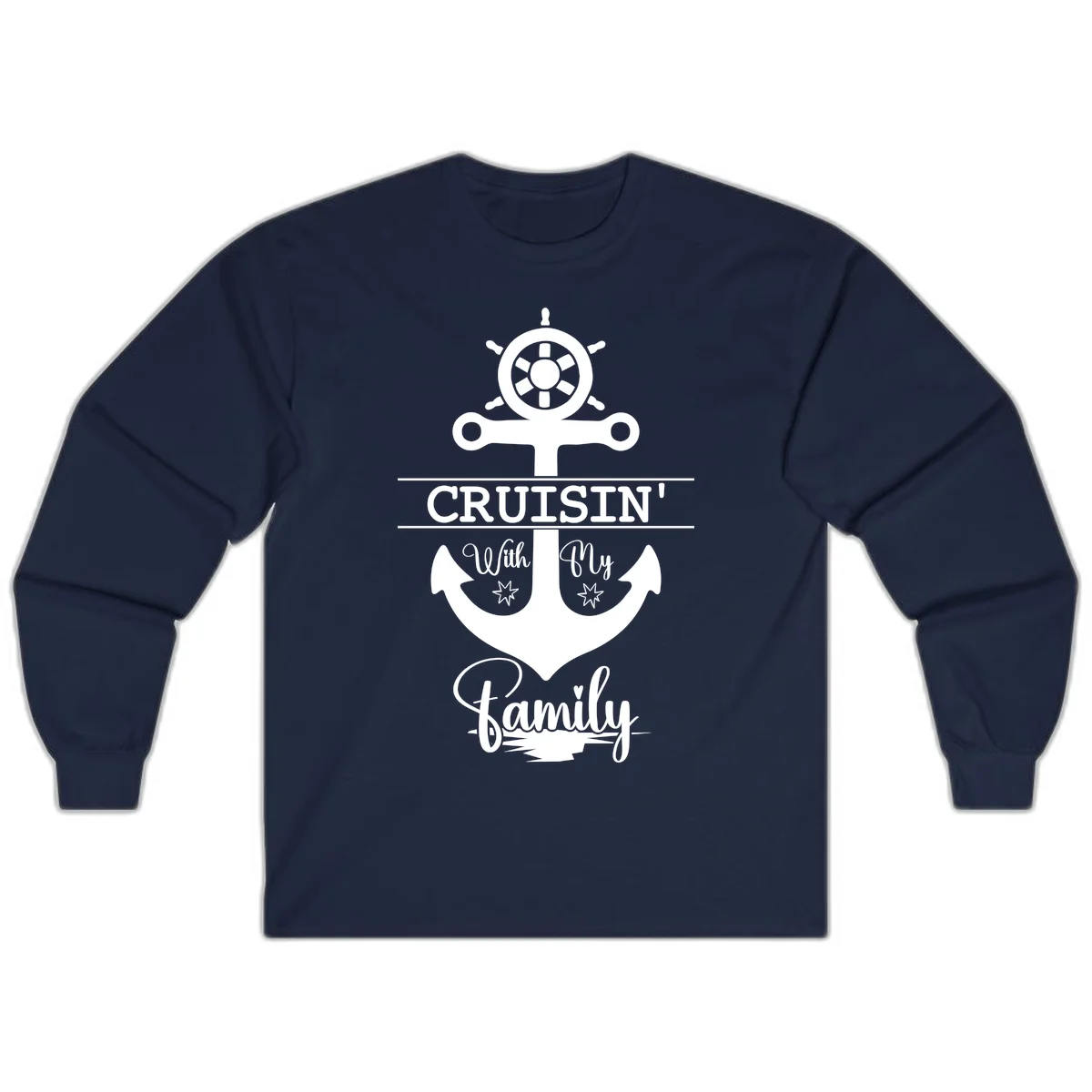 Cruisin' With My Family Anchor Long Sleeve in Navy