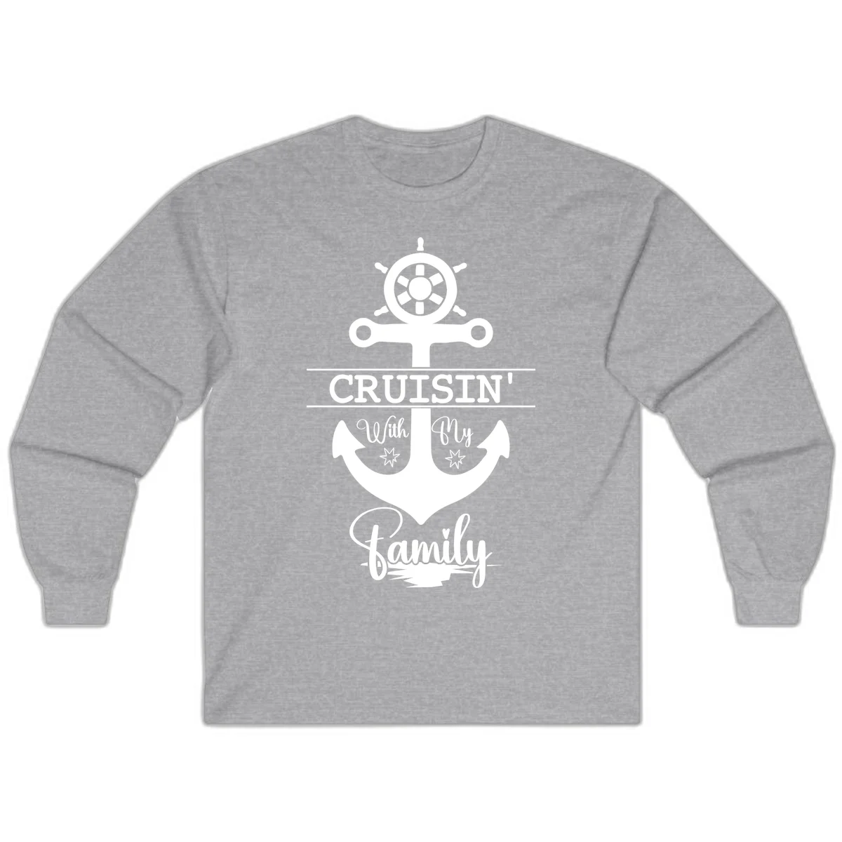 Cruisin' With My Family Anchor Long Sleeve in Sport Grey