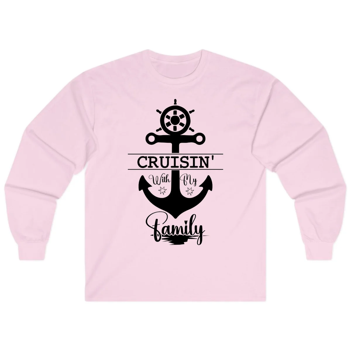 Cruisin' With My Family Anchor Long Sleeve in Light Pink