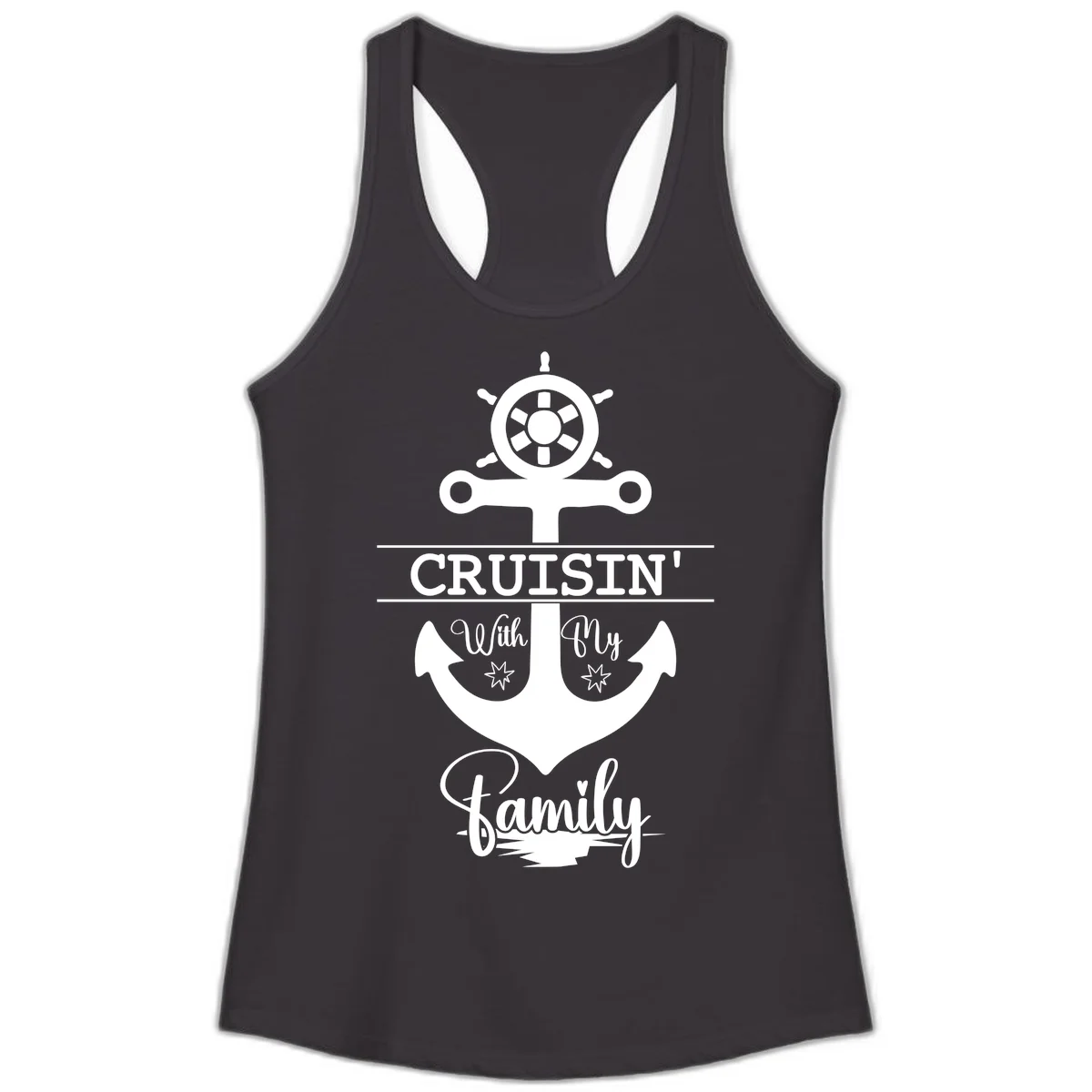 Cruisin' With My Family Anchor Ladies Tank in Black
