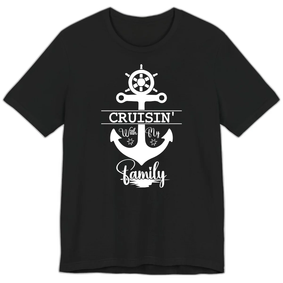 Cruisin' With My Family Anchor Premium T-Shirt in Black