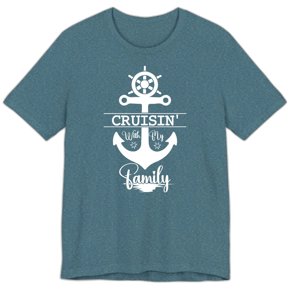 Cruisin' With My Family Anchor Premium T-Shirt in Heather Deep Teal