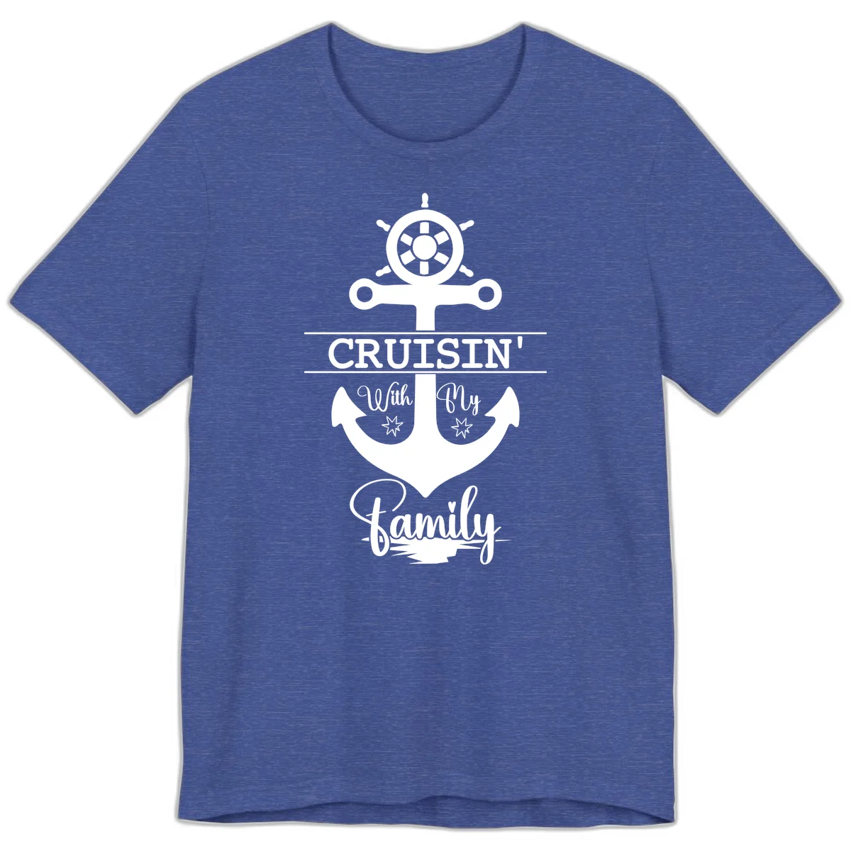 Cruisin' With My Family Anchor Premium T-Shirt in Heather True Royal