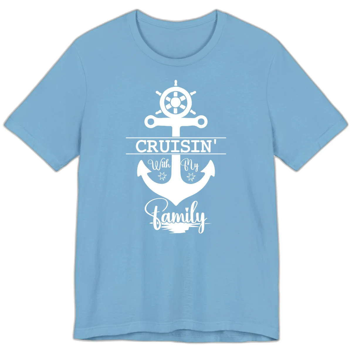 Cruisin' With My Family Anchor Premium T-Shirt in Ocean Blue